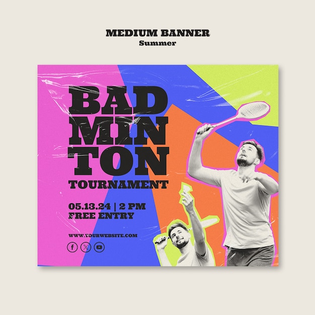 Gratis PSD ontwerp van een badminton sjabloon