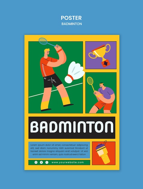 Gratis PSD ontwerp van een badminton sjabloon