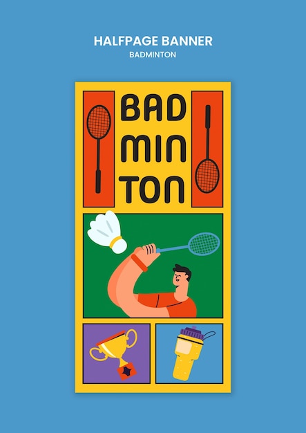 Gratis PSD ontwerp van een badminton sjabloon