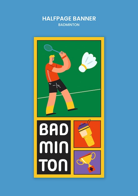 Gratis PSD ontwerp van een badminton sjabloon