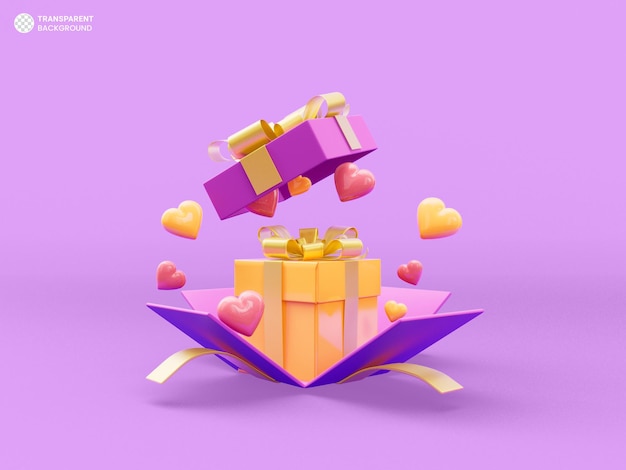 Gratis PSD open geschenkdoos cadeau pictogram 3d render illustratie