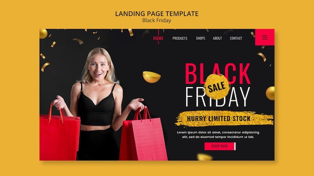 PSD gratuito pagina di destinazione del golden black friday