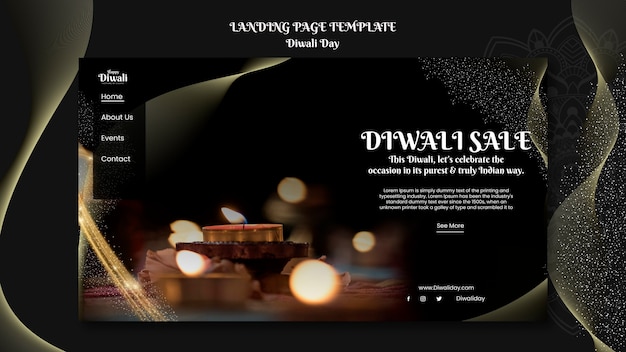 PSD gratuito pagina di destinazione della celebrazione del diwali