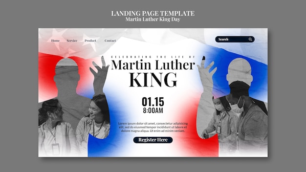 PSD gratuito pagina di destinazione della celebrazione del giorno di martin luther king