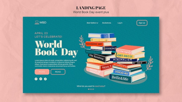 PSD gratuito pagina di destinazione della celebrazione della giornata mondiale del libro