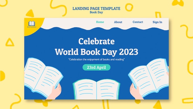 PSD gratuito pagina di destinazione della celebrazione della giornata mondiale del libro