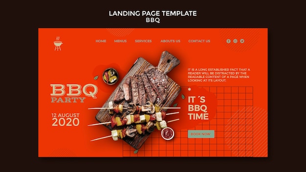 PSD gratuito pagina di destinazione modello di barbecue party