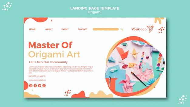 PSD gratuito pagina web landing page origami