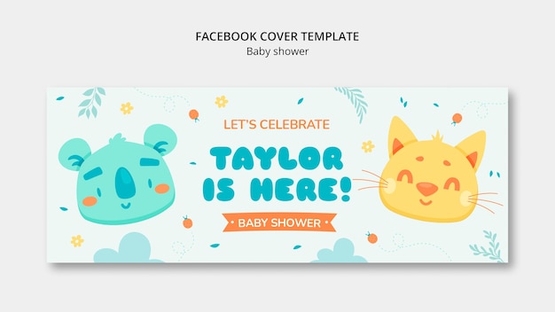 Gratis PSD platte ontwerp baby shower facebook voorbladsjabloon