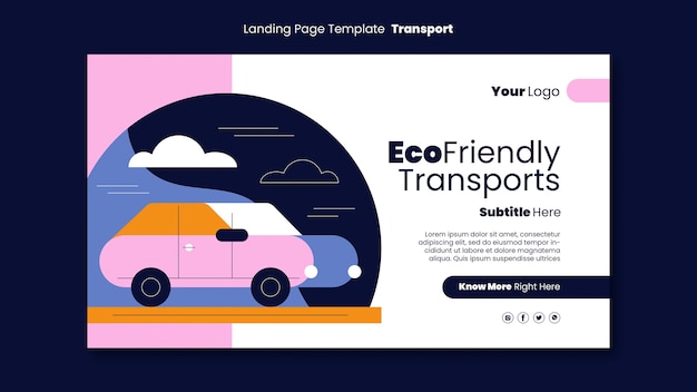 Gratis PSD platte ontwerp eco transport bestemmingspagina sjabloon