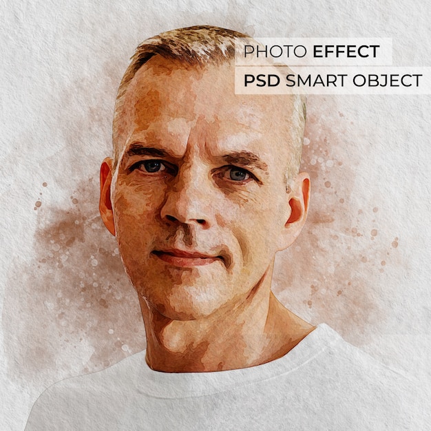 Portret van persoon met mock-up met aquareleffect