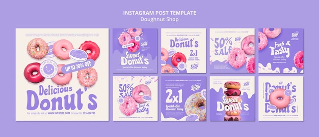 PSD gratuito post di instagram del negozio di ciambelle