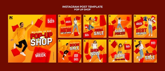 PSD gratuito post di instagram del negozio pop-up