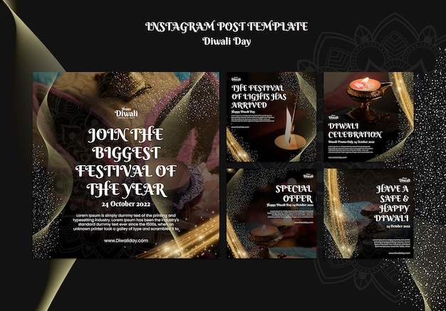 PSD gratuito post di instagram di celebrazione di diwali