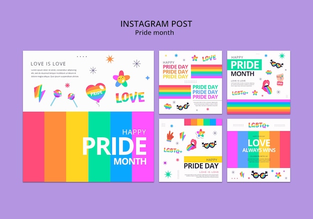 PSD gratuito post di instagram per la celebrazione del mese dell'orgoglio