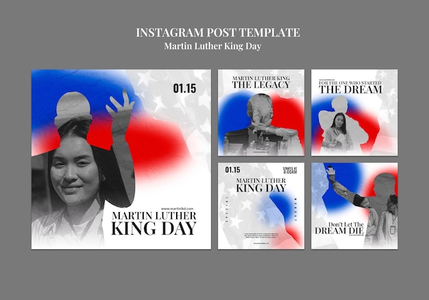 PSD gratuito post su instagram per la celebrazione del giorno di martin luther king