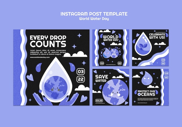 PSD gratuito post su instagram per la celebrazione della giornata mondiale dell'acqua