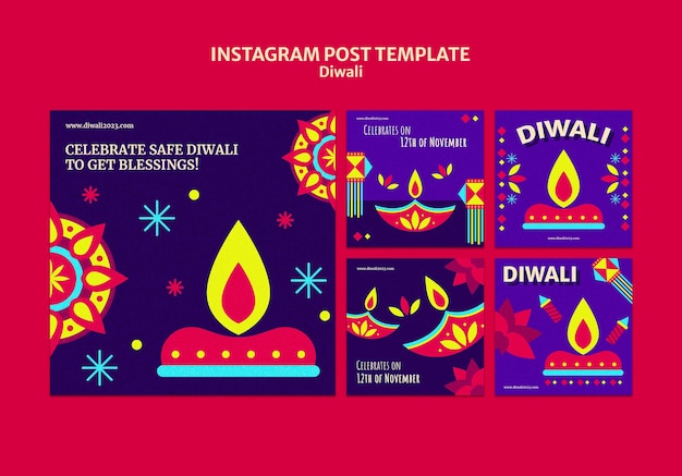 PSD gratuito post su instagram per la celebrazione di diwali