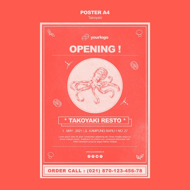 Poster di apertura del ristorante Takoyaki