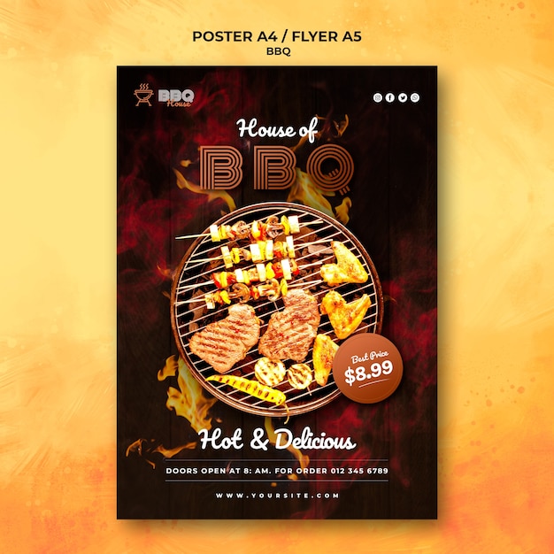 PSD gratuito poster di barbecue