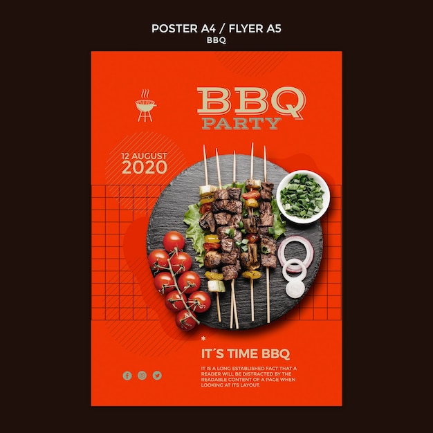 PSD gratuito poster di modello di barbecue party