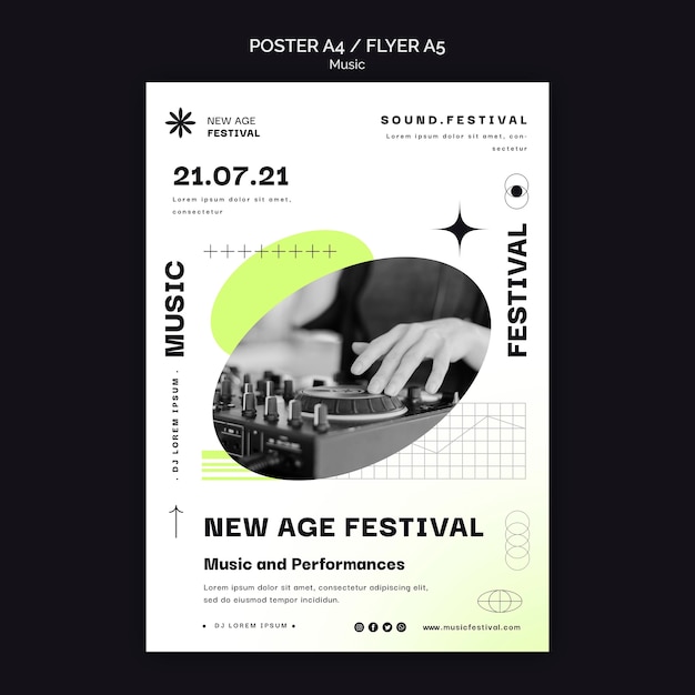 PSD gratuito poster verticale per festival di musica new age