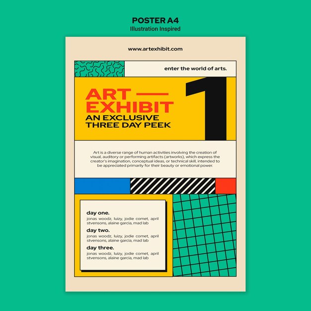 PSD gratuito poster verticale per mostra d'arte