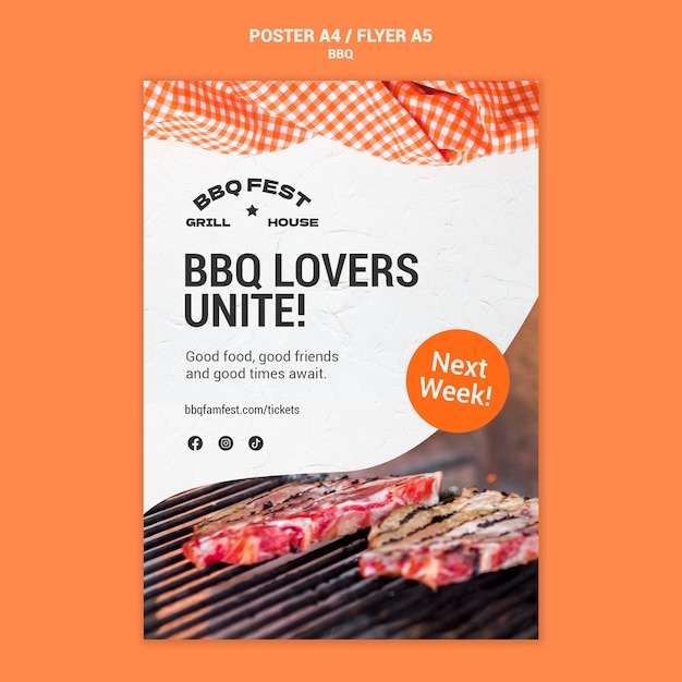 PSD gratuito progettazione del modello bbq