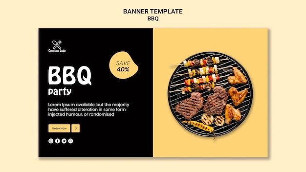 PSD gratuito progettazione del modello del banner del partito barbecue