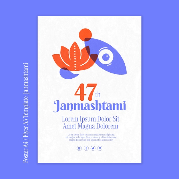 PSD gratuito progettazione del modello di janmashtami