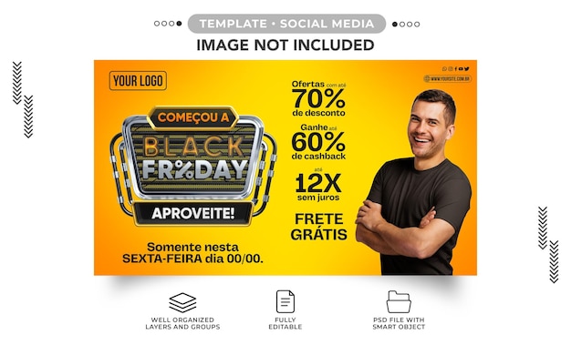 PSD gratuito promozione imperdibile del black friday banner sui social media