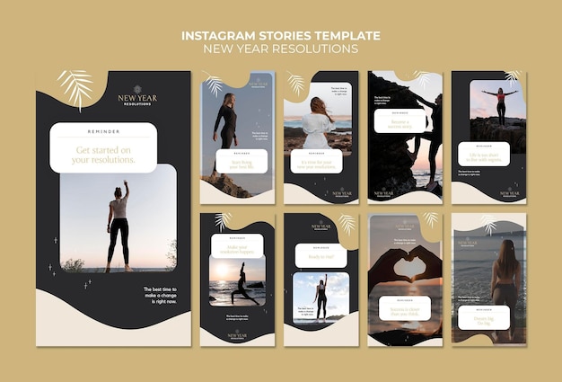 PSD gratuito propositi per il nuovo anno storie di instagram