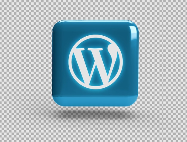 PSD gratuito quadrato 3d realistico con logo wordpress