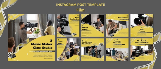 PSD gratuito raccolta di post instagram di film e cinema