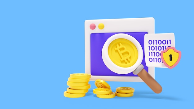 PSD gratuito rappresentazione 3d di bitcoin