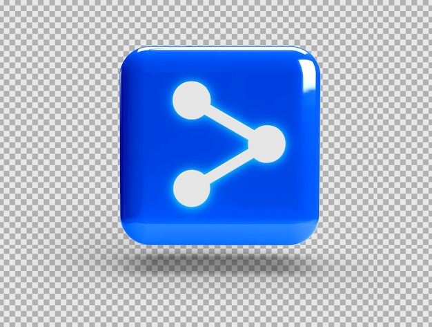 Gratis PSD realistisch 3d-vierkant met share-knop