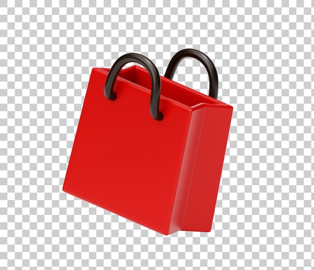 Gratis PSD red shopping bag online winkelen concept 3d