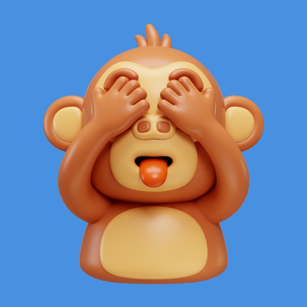 PSD gratuito rendering 3d dell'emoji della scimmia