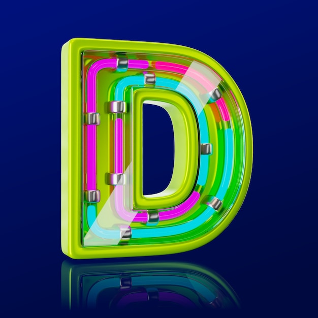 PSD gratuito rendering 3d dell'icona della lettera al neon