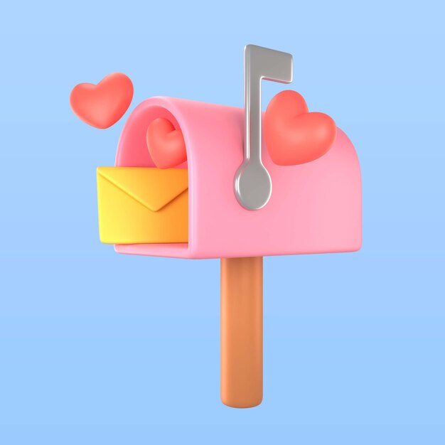 Rendering 3d dell'icona della posta di San Valentino