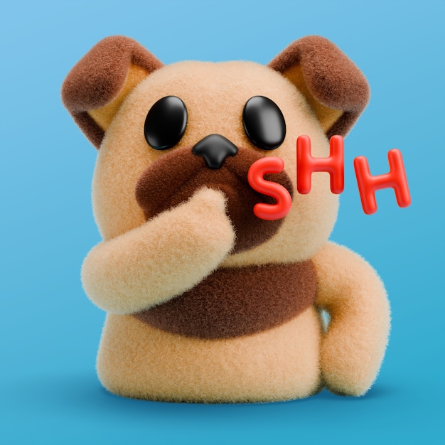 PSD gratuito rendering 3d dell'icona emoji del cane