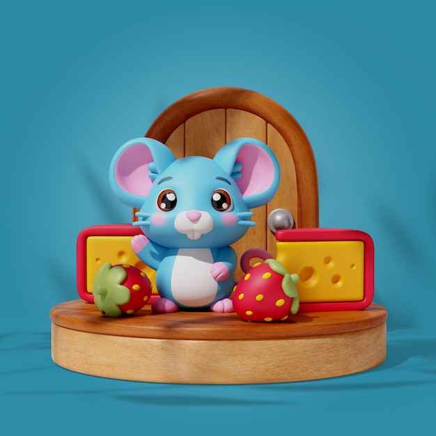 PSD gratuito rendering 3d dell'illustrazione degli animali kawaii