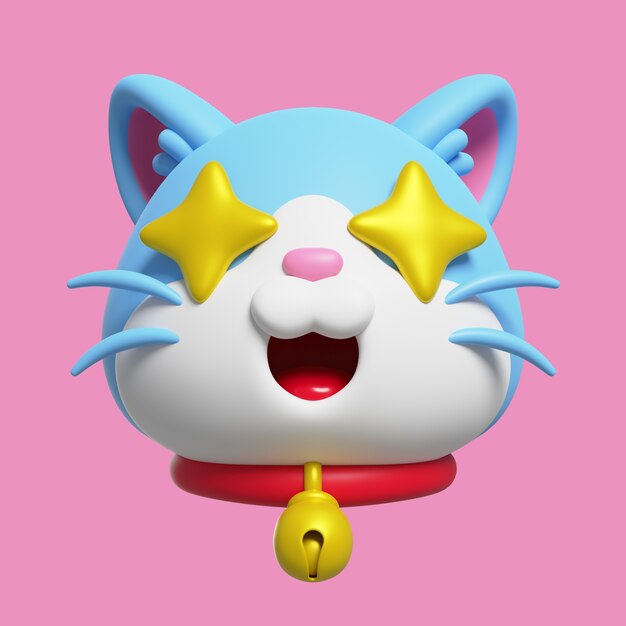 Rendering 3d di emoji gatto