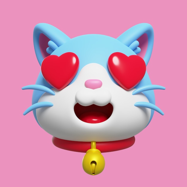 Rendering 3d di emoji gatto