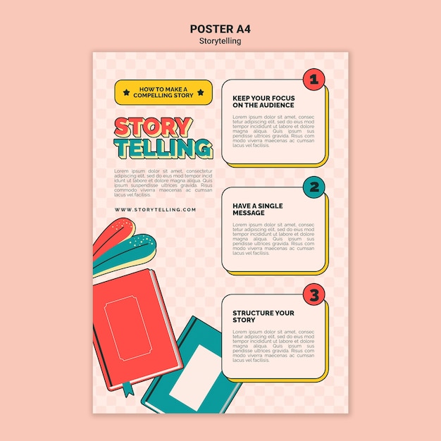 Gratis PSD retro storytelling afdruksjabloon