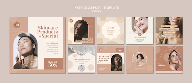 Gratis PSD schoonheid en wellness instagram postsjabloonontwerp