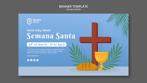 Gratis PSD semana santa banner sjabloon geïllustreerd