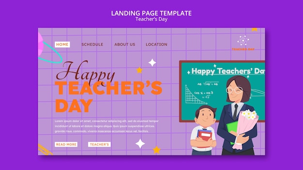 Gratis PSD sjabloon voor lerarendag met plat ontwerp