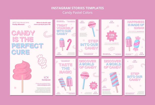 Gratis PSD snoep pastelkleuren instagramverhalen