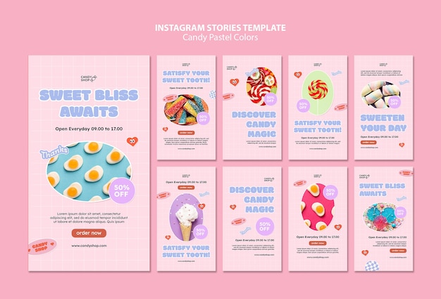 Gratis PSD snoep pastelkleuren instagramverhalen